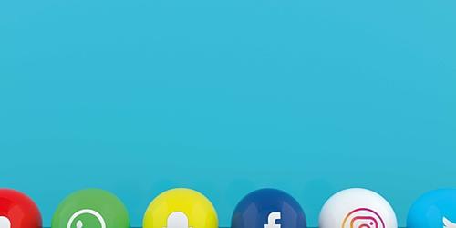 3d balls with social media company logos printed onto them